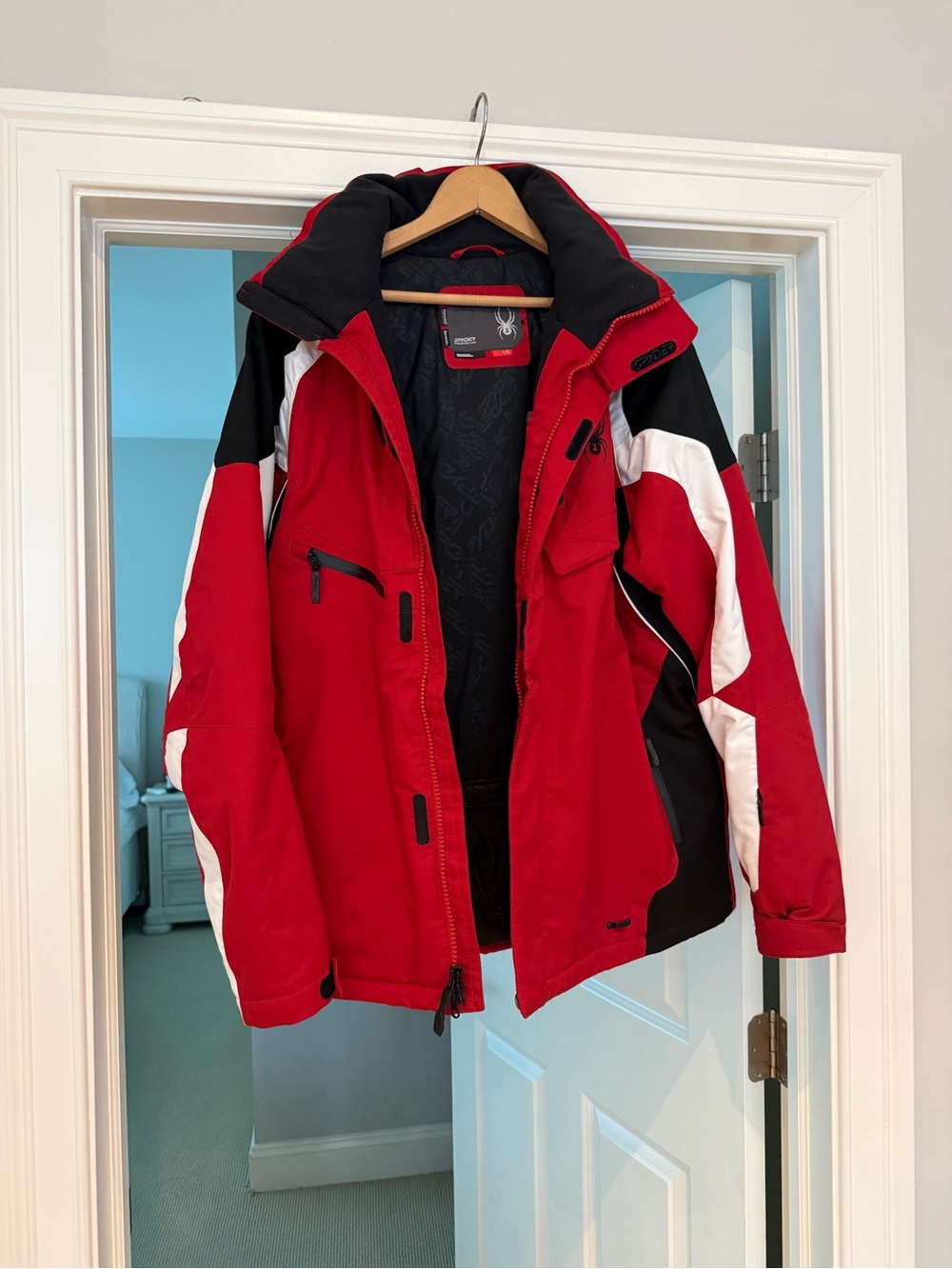 Spyder Red, Black & White Ski Jacket with Hood